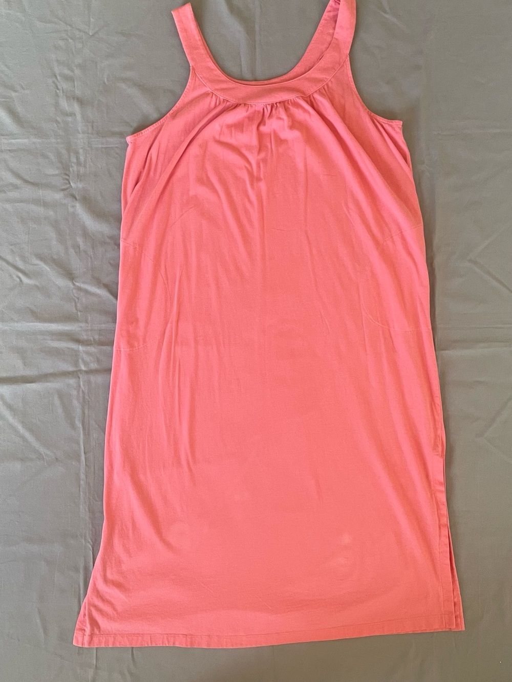 Stan Herman Womens coral 100% Cotton Sleeveless Maxi Lounger Dress XL Pockets